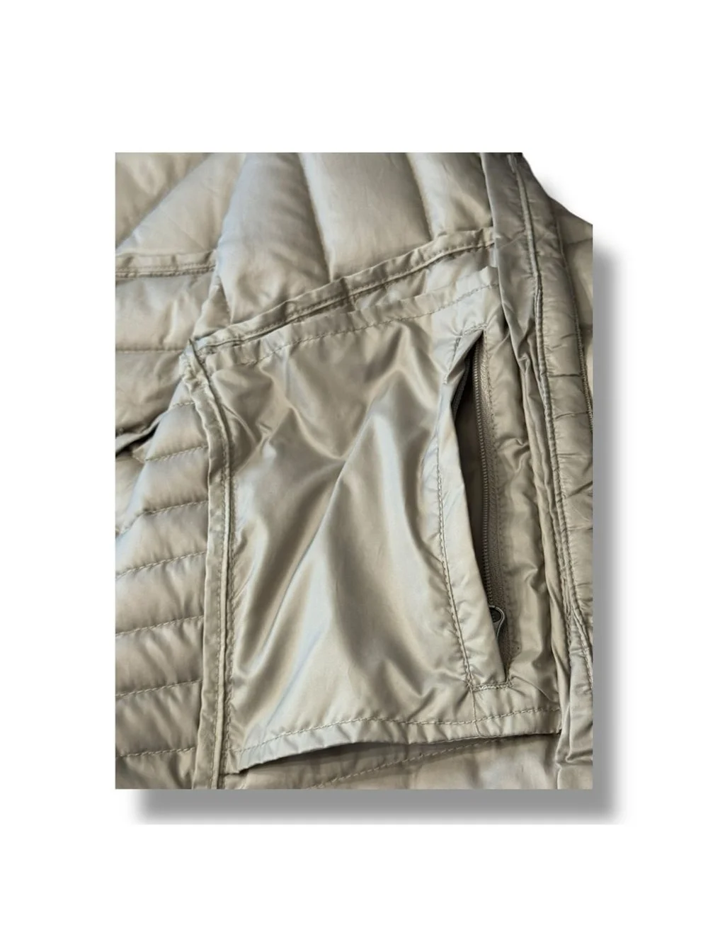 Eddie Bauer Champagne 80% Down Puffer Coat Preppy Quilted Winter Women’s Sz L